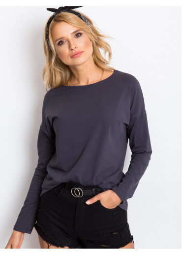 Grafitovo sivé basic tričko s dlhým rukávom