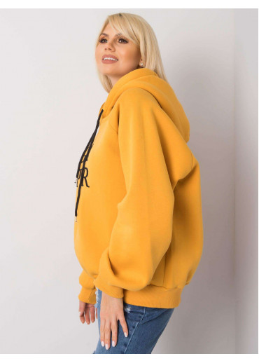 Žltá oteplená mikina s kapucňou