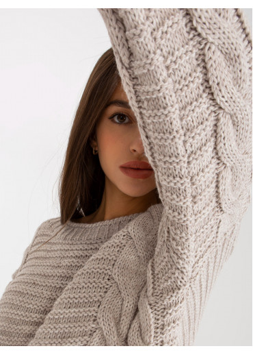 Béžovo hnedý pletený sveter