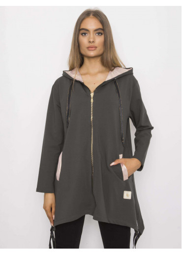 Khaki zelená asymetrická mikina