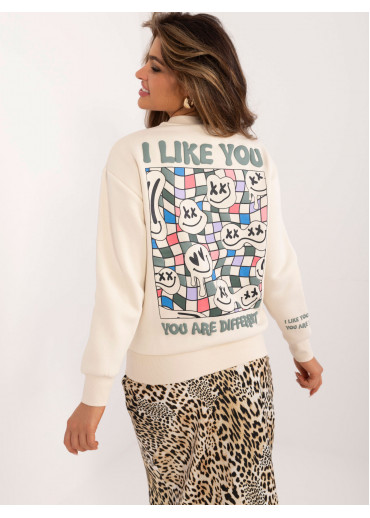 Béžovo hnedá dámska mikina s potlačou