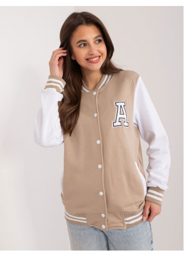 Béžovo hnedá baseballová mikina