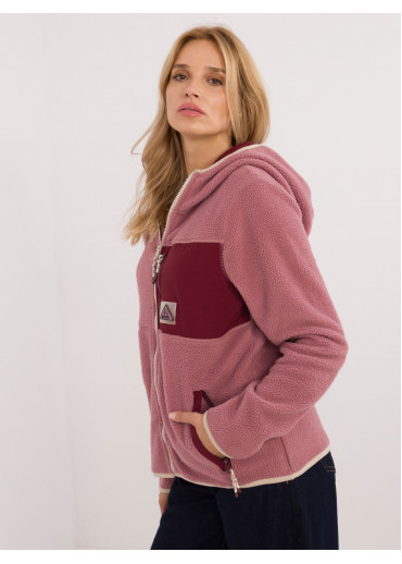 Tmavopúdrovo ružová hrejivá mikina na zips