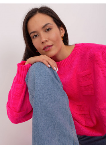 Neónovo ružový oversize sveter