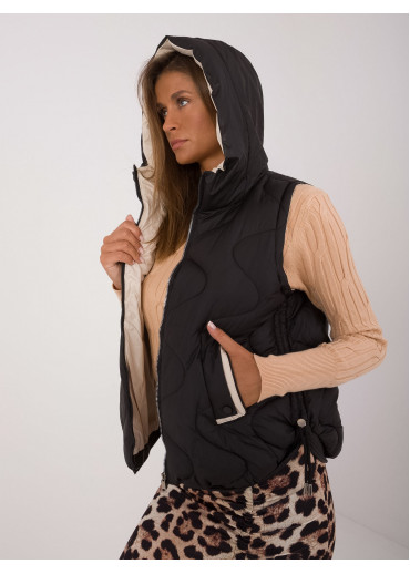 Čierna dámska prešívaná vesta