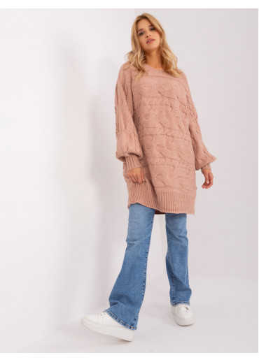 Tmavopúdrovo ružový predĺžený sveter