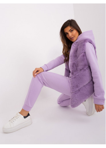 Fialová kožušinová vesta