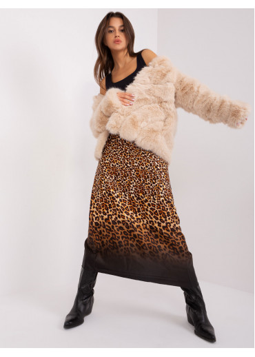 Béžovo hnedá kožušinová bunda