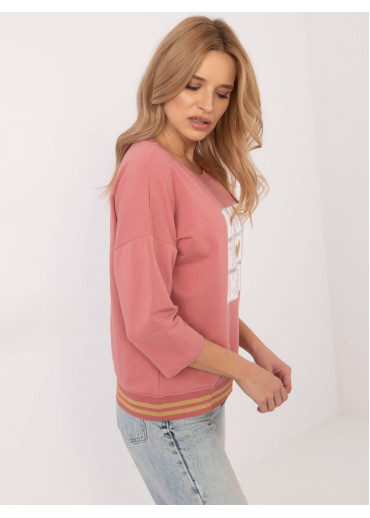 Tmavopúdrovo ružová dámska mikina s potlačou