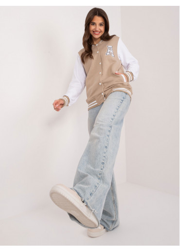 Béžovo hnedá baseballová mikina