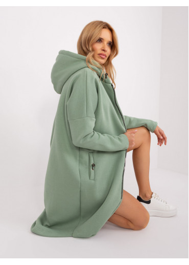 Svetlozelená predĺžená mikina