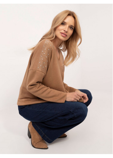 Hnedý dámsky sveter s aplikáciou
