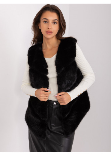 Čierna kožušinová vesta