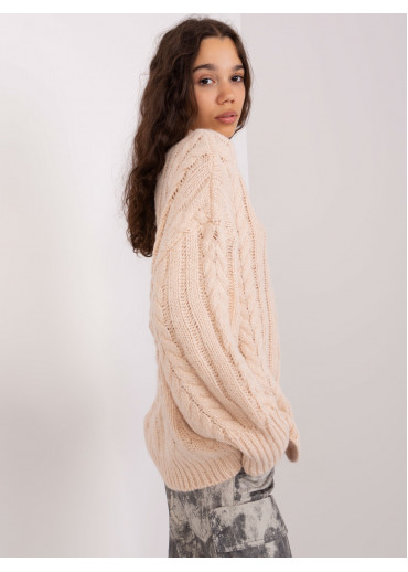 Béžovo hnedý pletený sveter