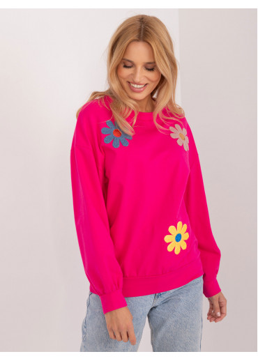 Fuchsiovo ružová kvetovaná mikina