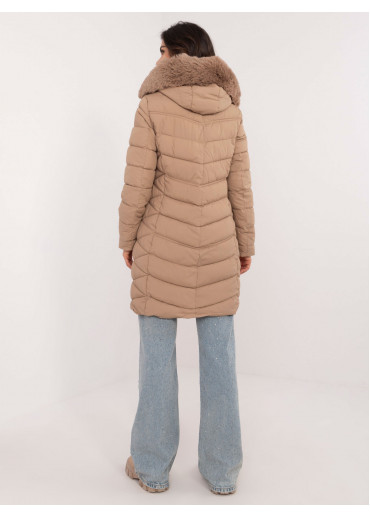 Béžovo hnedá prešívaná zimná bunda