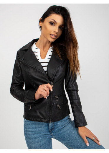 Čierna koženková bunda