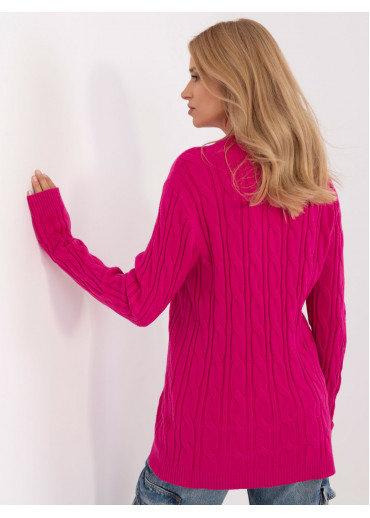 Fuchsiovo ružový dámsky predĺžený sveter
