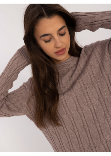 Béžovo hnedý dámsky predĺžený sveter