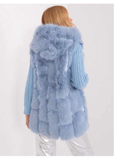Modrá kožušinová vesta