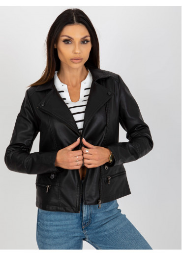 Čierna koženková bunda