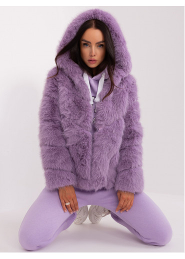 Fialová kožušinová bunda