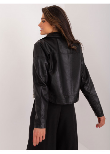 Čierna koženková bunda