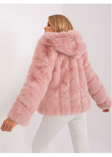 Tmavopúdrovo ružová kožušinová bunda