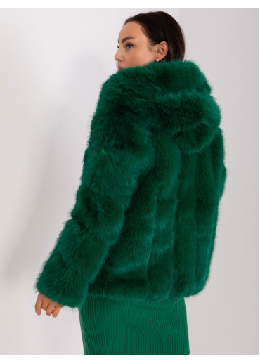 Tmavozelená kožušinová bunda