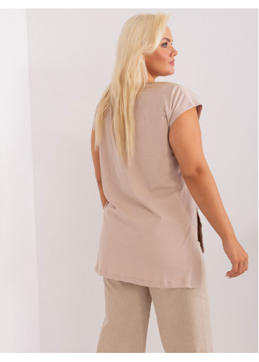 Béžovo hnedé predĺžené tričko