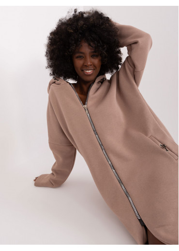 Béžovo hnedá predĺžená mikina