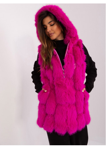 Fuchsiovo ružová kožušinová vesta