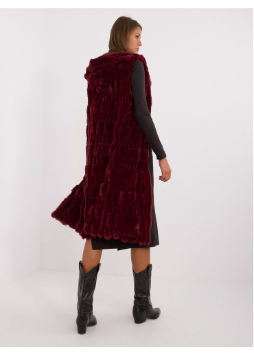 Bordovo červená dlhá vesta