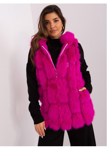 Fuchsiovo ružová kožušinová vesta
