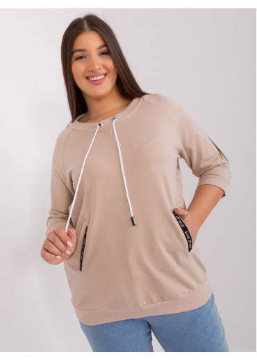 Béžovo hnedé tričko s 3/4 rukávom