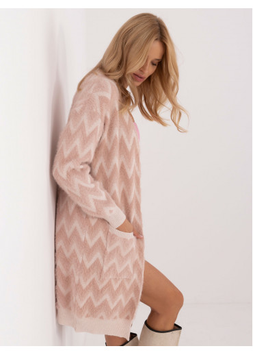 Tmavopúdrovo ružový dámsky dlhý kardigán