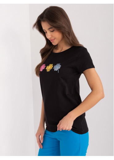 Čierne dámske tričko s krátkym rukávom