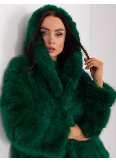 Tmavozelená kožušinová bunda