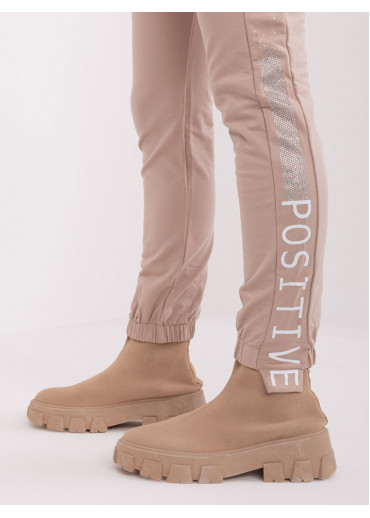 Béžovo hnedé tepláky s lampasom