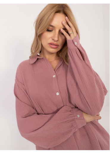 Tmavopúdrovo ružová voľná košeľa