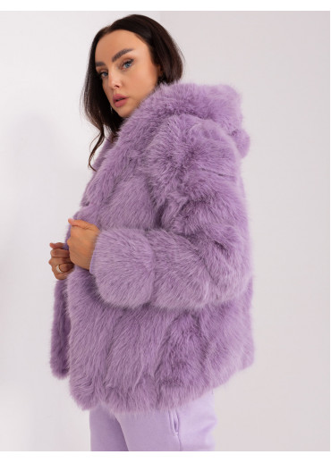 Fialová kožušinová bunda
