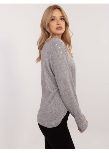 Sivý dámsky sveter s aplikáciou