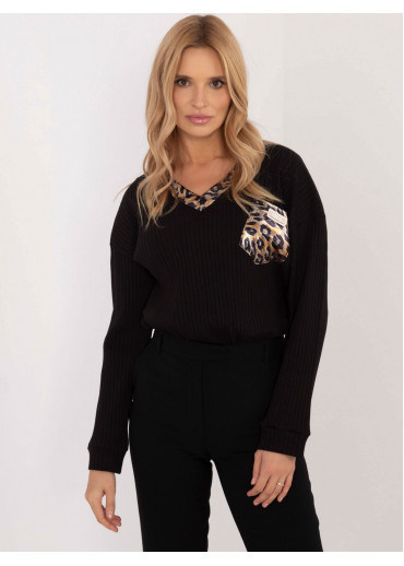 Čierne dámske tričko s dlhým rukávom