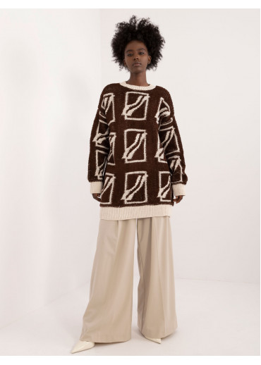 Tmavohnedý dámsky oversize sveter