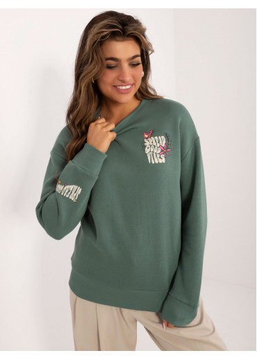 Khaki zelená dámska mikina s potlačou