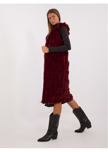 Bordovo červená dlhá vesta