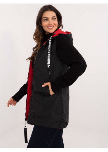 Červená obojstranná dlhá vesta