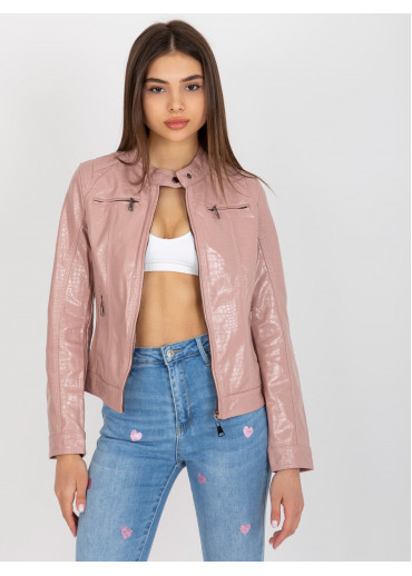 Púdrovo ružová koženková bunda
