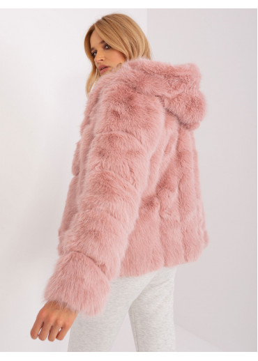 Tmavopúdrovo ružová kožušinová bunda