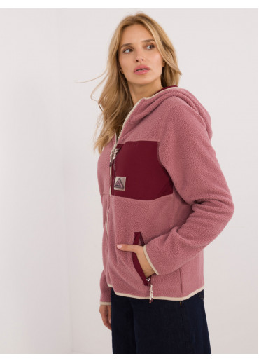 Tmavopúdrovo ružová hrejivá mikina na zips
